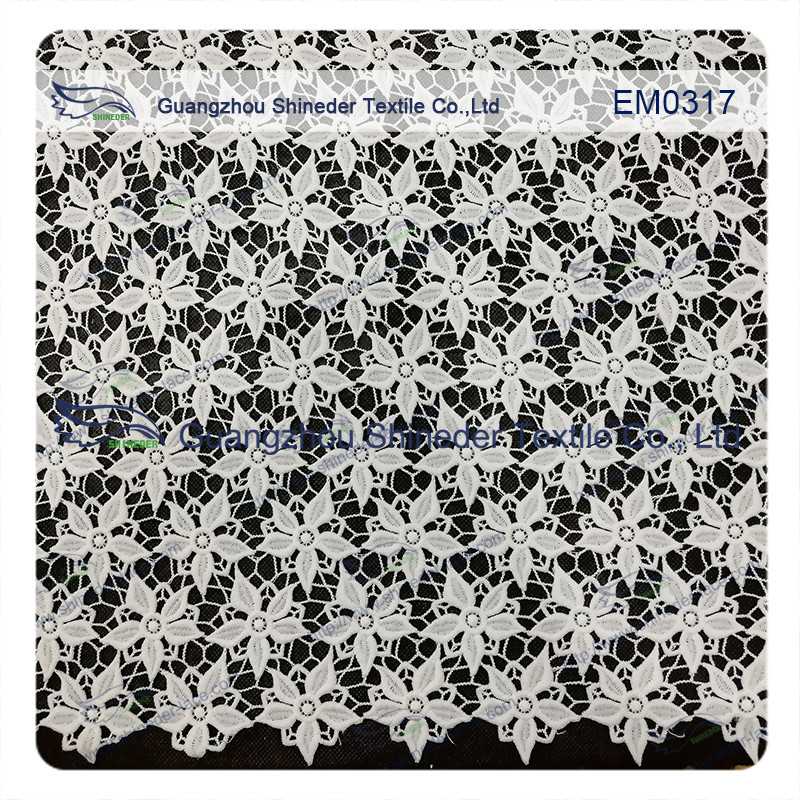 Five-Petal Flower Embroidered Lace Fabric for garment/ladies dress/wedding dress