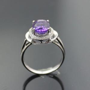 Quality 925 Sterling Silver Oval Cubic Zircon Amethyst Gemstone Ring(F95) wholesale