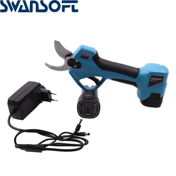 Cheap Swansoft Finger Protection Secateurs Battery Operated Scissor 2.5CM Battery Powered Orchard Pruner With High Quality for sale