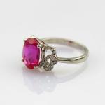 White Gold Plated Sterling Silver 8mmx10mm Pink Cubic Zircon Ring(R281)
