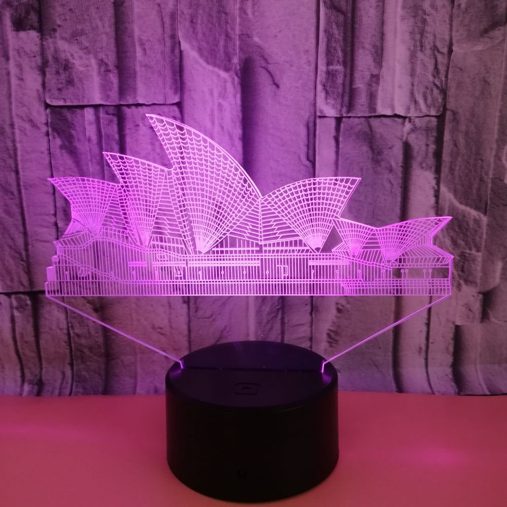 Custom building city card Sydney Opera landmark Colorful Touch 3D Night Lights LED Stereoscopic Lights