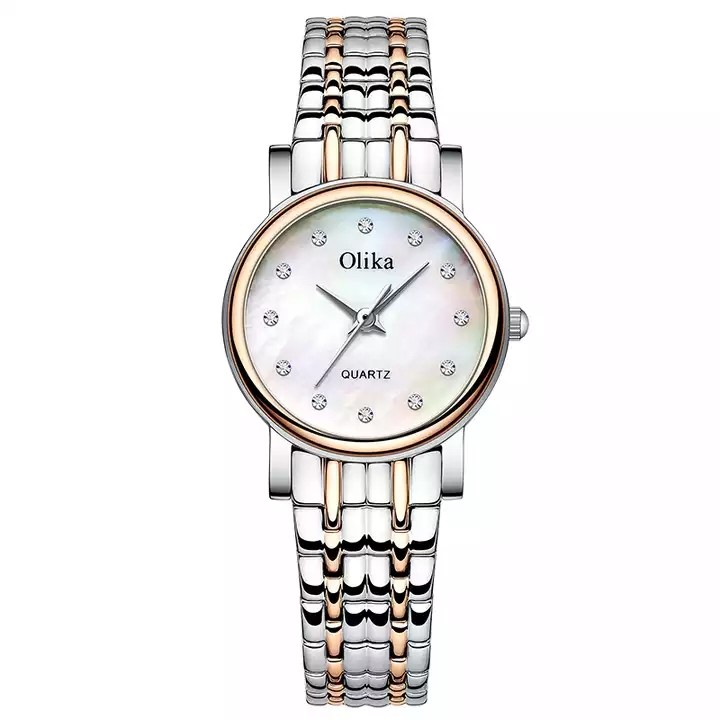 Round Ladies Quartz Watch Bracelet Set Green Dial Simple Rose Gold Mesh Luxury
