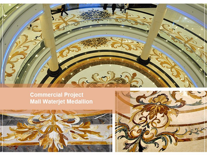 Chateau interior floor designs rectangle marble floor medallions patterns