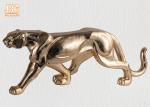 Gold Leaf Polyresin Leopard Sculpture Fiber Glass Animal Table Statue Figurines