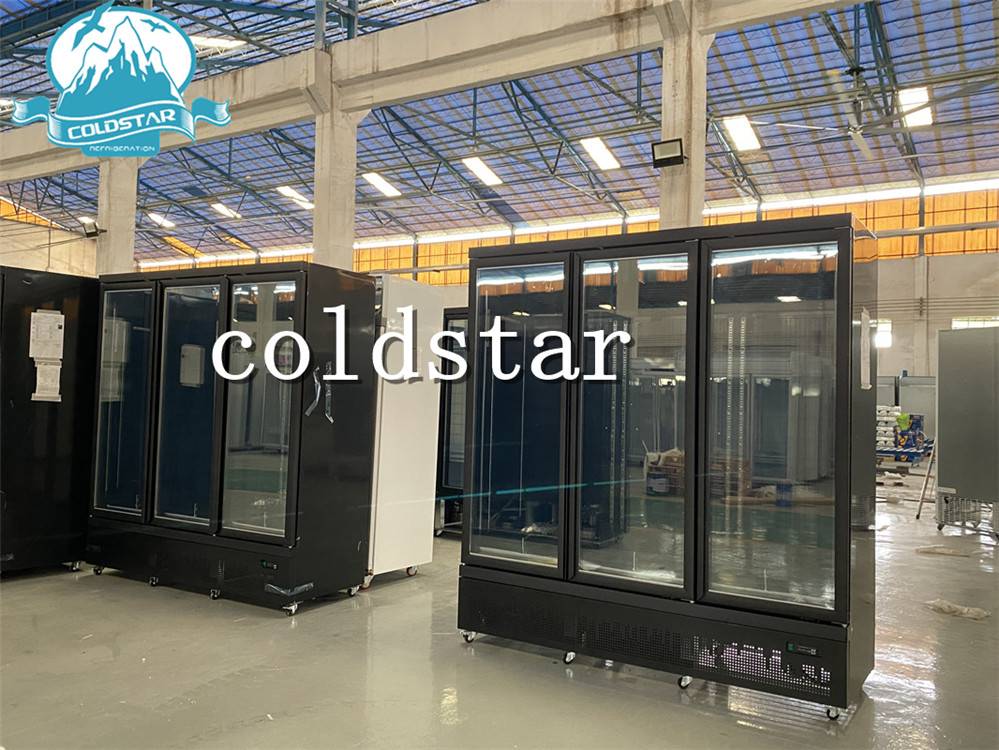 RUIBEI Auto Defrost Upright Beverages Showcase Double Glass Doors Freezer Refrigerator