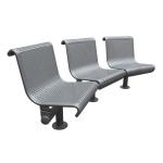 Silver Color Steel 3 Seater Metal Bench , Park Metal Curved Garden Bench With