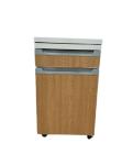 Aluminum Plate Structure Hospital Bedside Cabinet Table Wooden Color With