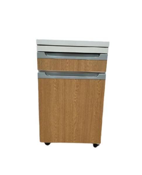 Aluminum Plate Structure Hospital Bedside Cabinet Table Wooden Color With