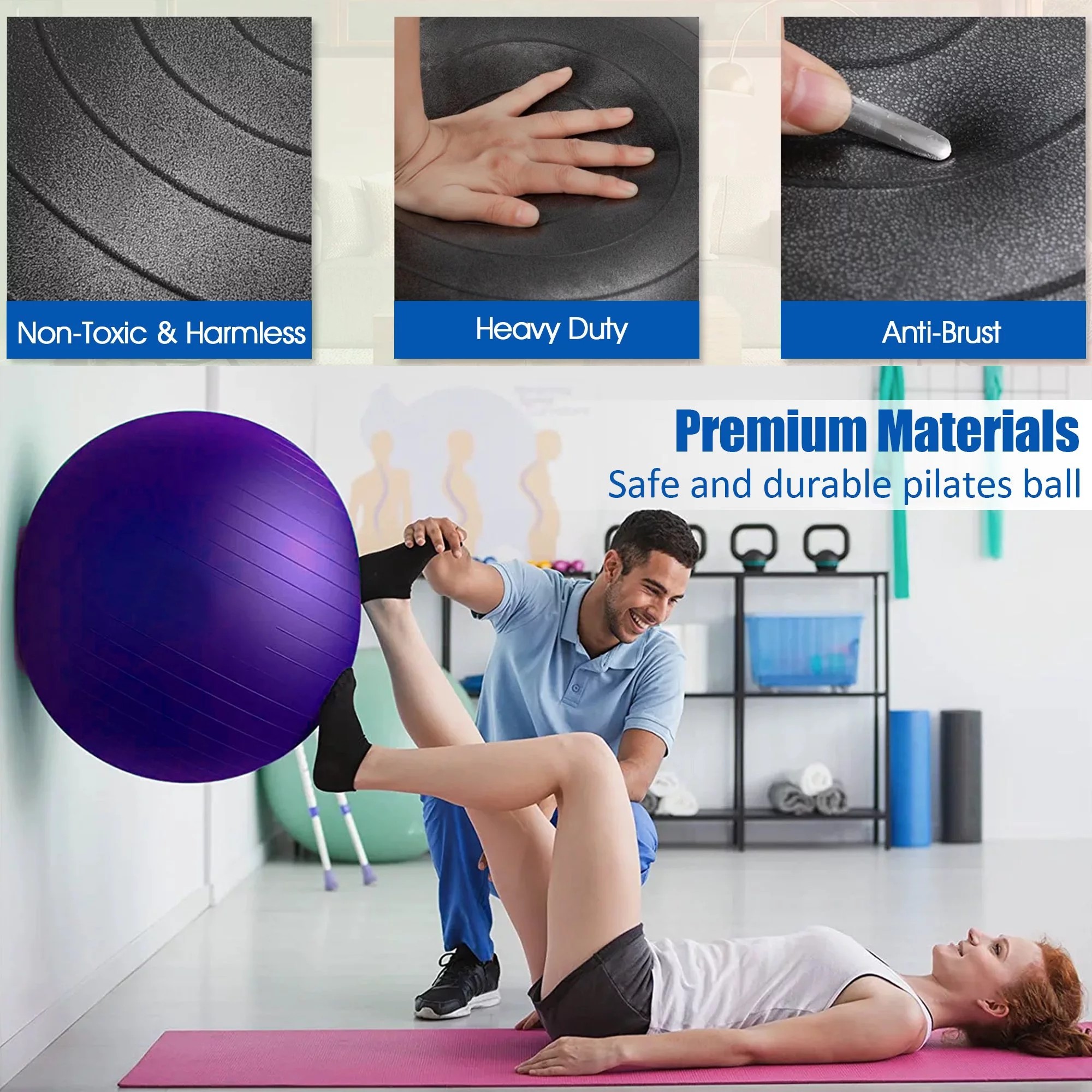 Exercise Ball Pilates Yoga Ball for Fitness Pregnancy Stability Balance Ball Chair with Quick Pump