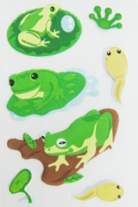Quality Soft Fuzzy PVC Kids Puffy Stickers Light Green Cartoon Frog Shape Eco Friendly wholesale