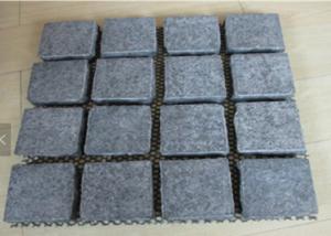 Quality Black Basal Cobble Paving Bricks , Landscape Black Granite Paving Stones wholesale