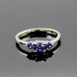 Quality Women Jewelry 925 Silver Amethyst Three Gemstone Ring (JY003) wholesale