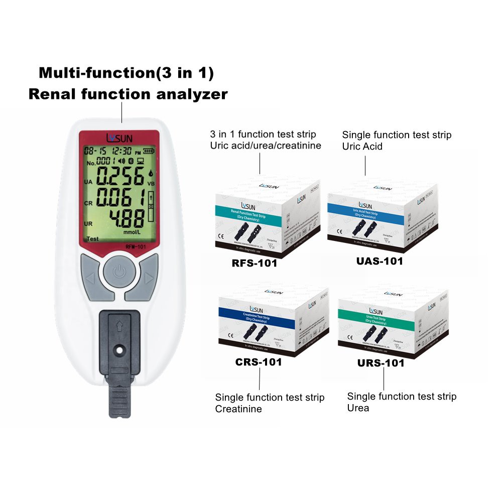 New Design Renal Function Analyzer For Uric Acid(UA)/Creatinine(CR)/Urea(UR) Clinic Home Use