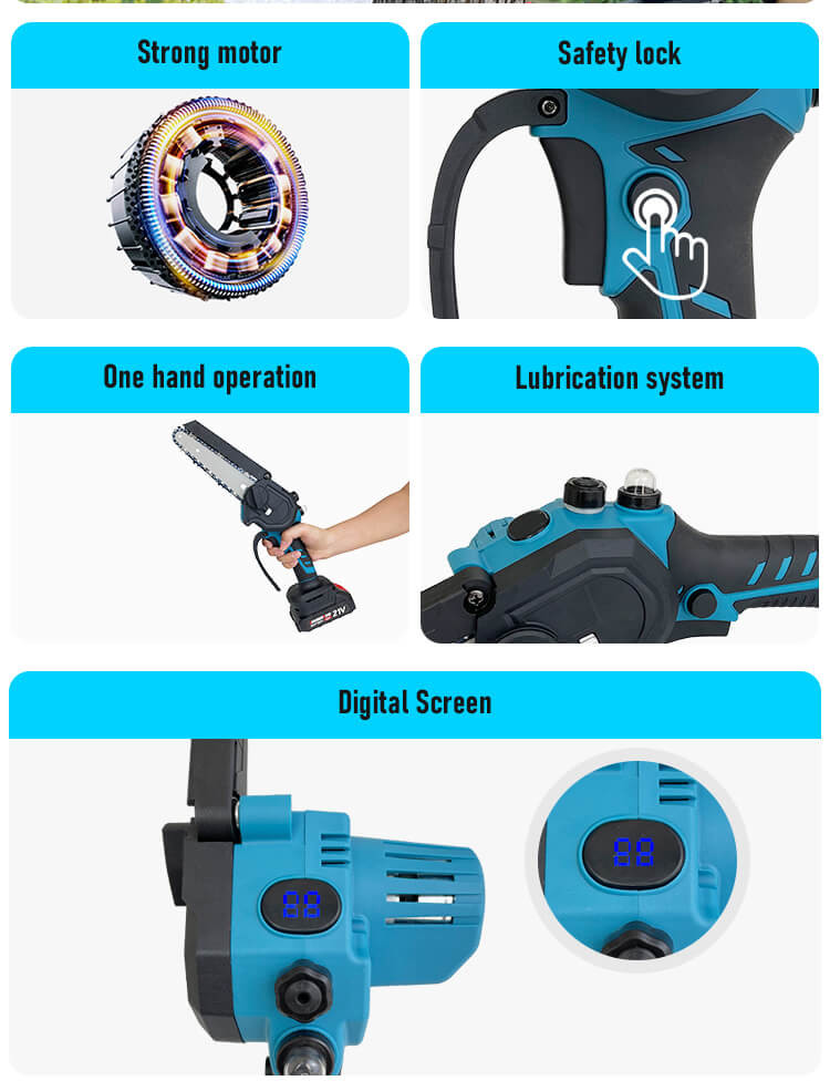 Battery Portable Mini Electric Chain Saw 6 Inch for Wood Cutting Machine