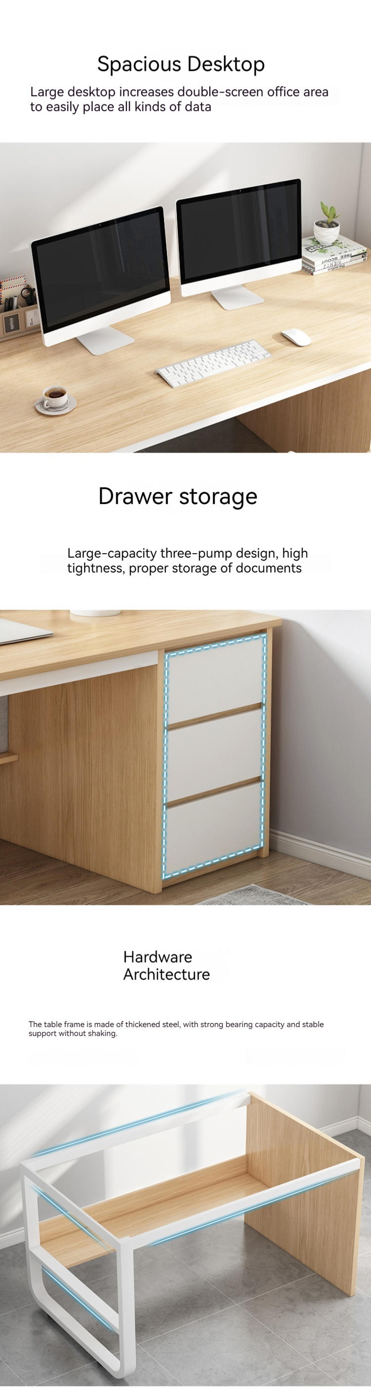 Modern Simple Office Desk with Drawer Customized Colors and Surface Material Other