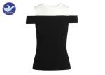Crew Neck Black Off The Shoulder Jumper , Women's Sleeveless Sweater Comfortable