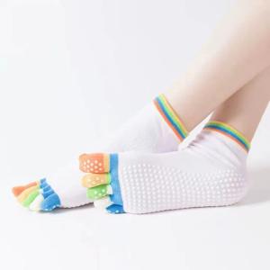 Quality Grip Five Toe Cotton Yoga Plain Coloured Socks Non Slip wholesale