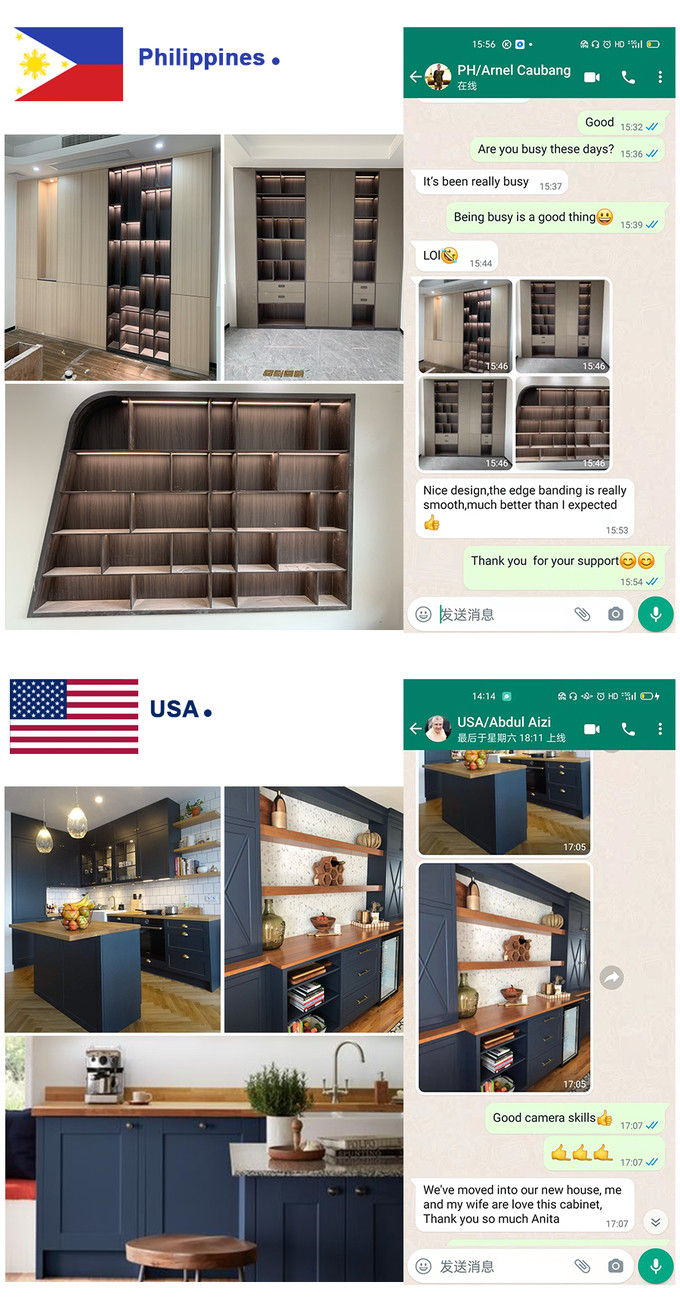 Modern Customized U Shape Kitchen Cabinet White Veneer Door With Quartz Stone Counter Top
