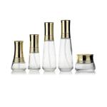 30ml 100ml 120ml Cosmetic Container Packaging Clear Glass With Gold Cap