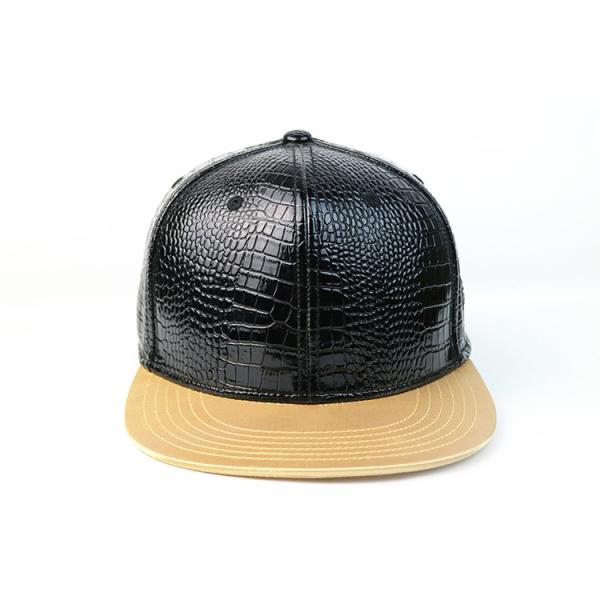 Cheap 3D Embroidery PU Flat Brim Snapback Hats / Hip Hop Fluorescent Cap for sale