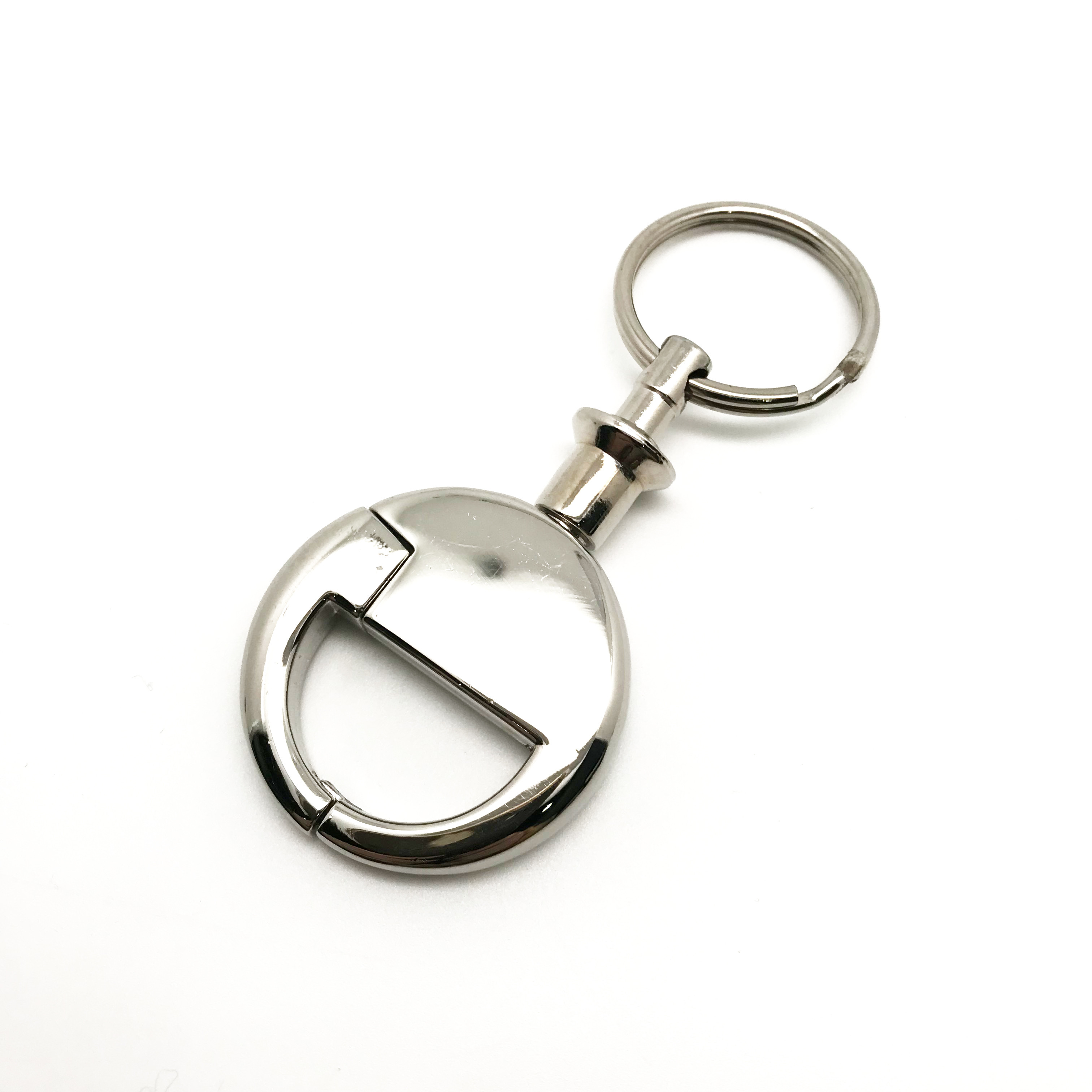 Silver Color Retractable Key Fob with Logo Customization in Silver Color