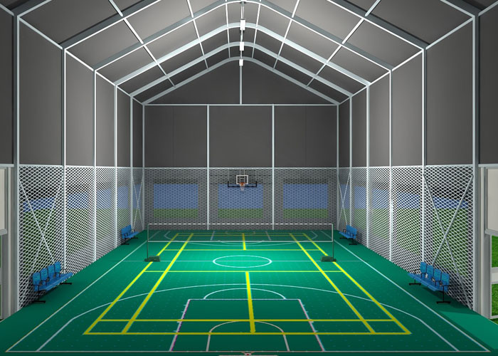 Aluminum 850g/Sqm 40m Outdoor Sports Tent For Basketball