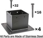 Powder Coated Stainless Steel Flange Anchor Base for 4x4 or 6x6 Deck Railing