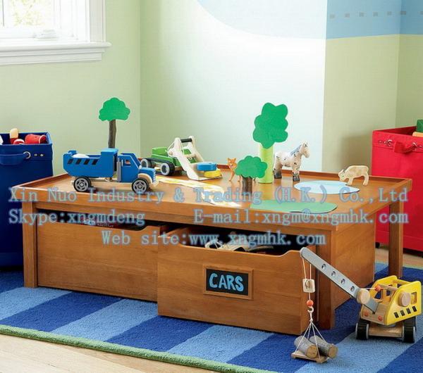 Tables of wooden toys, wooden storage toy table, wooden storage table, wooden