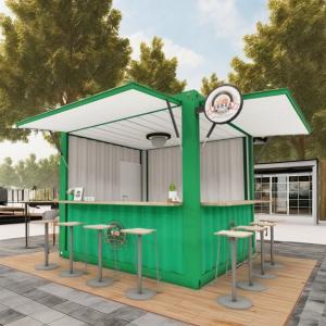 Quality Convenient Sandwich Panel 10FT Prefab Kiosk Booth for Coffee Shops and Fast-Food Restaurants Galvanized Steel Bending 180g wholesale