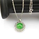 925 Silver Green Chalcedony Cubic Zirocnia Enhancer Pendant Necklace (P19)