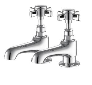 Quality Chrome Bathroom Mixer Taps Contemporary Style Brass Basin Taps Pair wholesale
