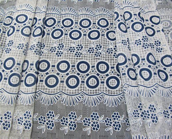 Cotton Colored Dot Polyester Lace Fabric Burnout Flower Lace for Girls ' Dress