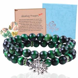 Quality Handmade Round Green10mm Tiger Eye Bead Bracelet Crystal Healing wholesale