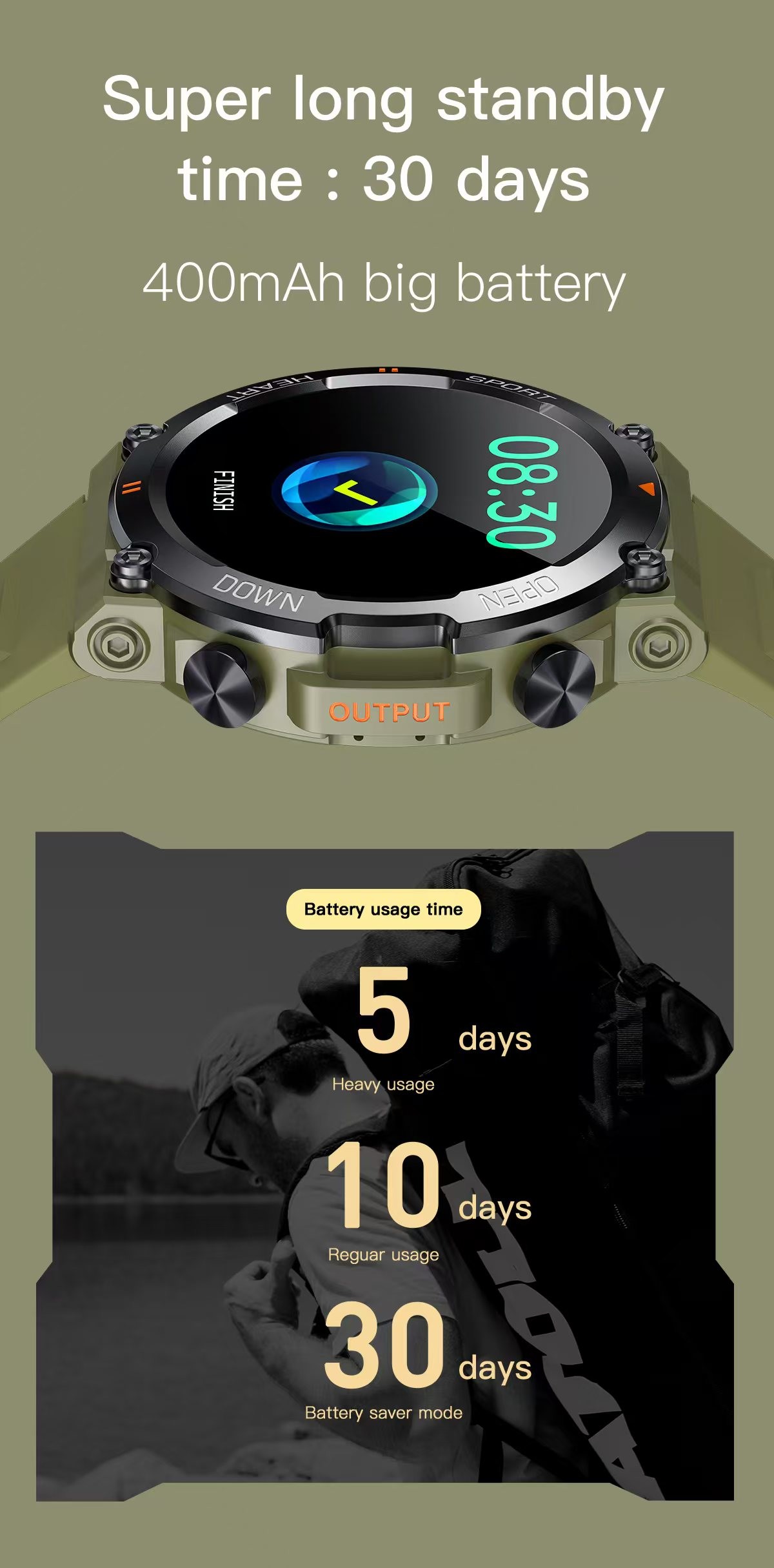 K56 Pro Outdoor Men Smart Watch 1.39 Inch IPS Round Screen BT Call Heart Rate Fitness