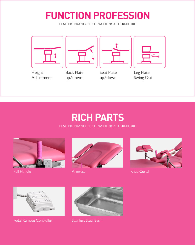 W720MM Multi-Functional Electric Gynecological Examination Bed For Pregnant Women