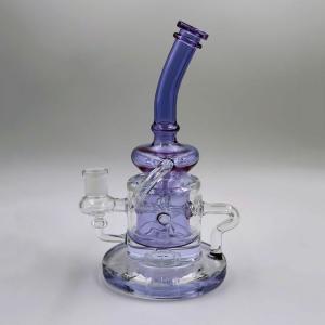 Quality Glass Smoking Water Pipes Recycler 9inch Bubbler Oil Rig With 14mm Female Joint wholesale