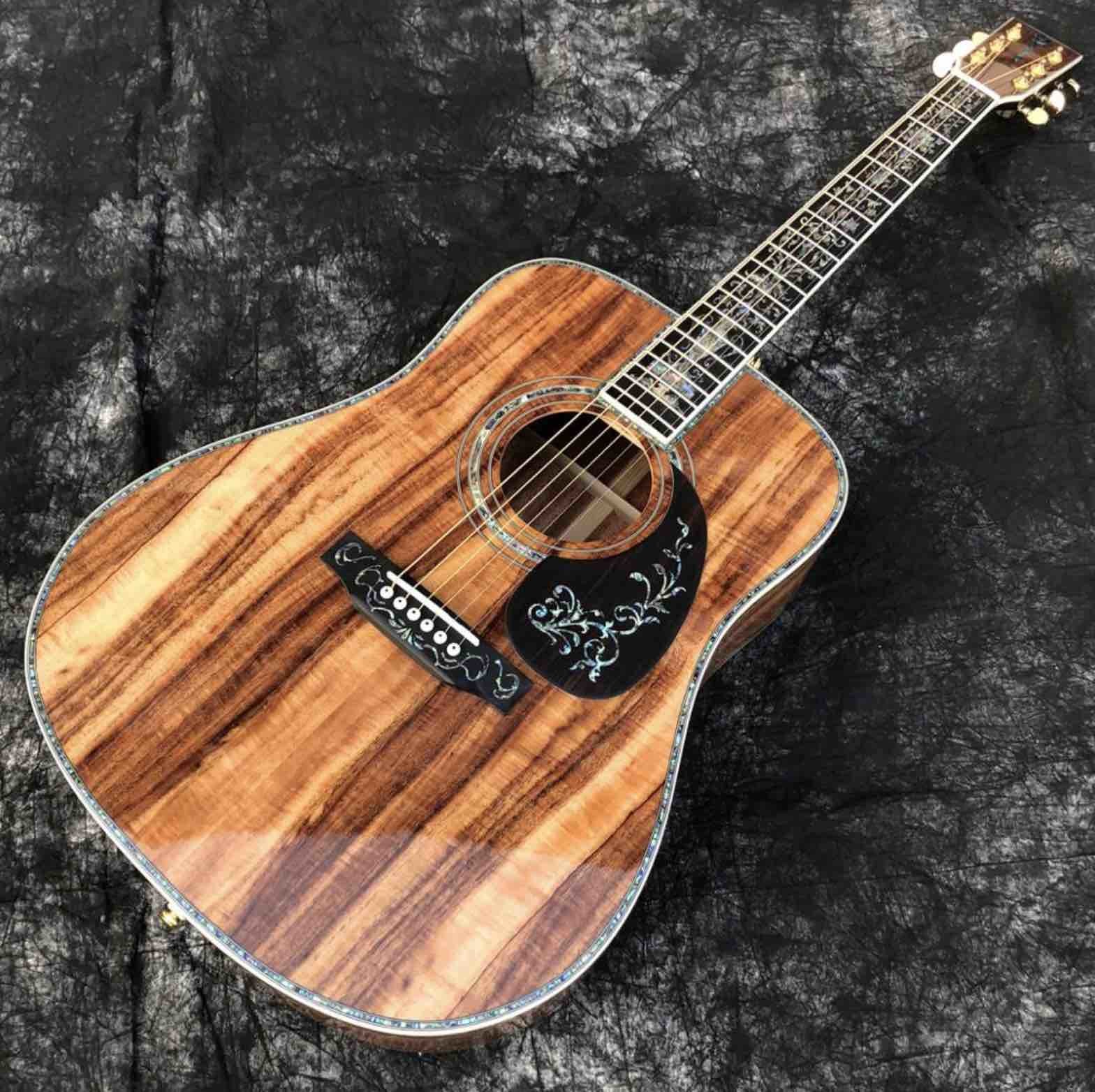 41 Inches 45D Model Real Abalone Koa Wood Electric Acoustic Guitar