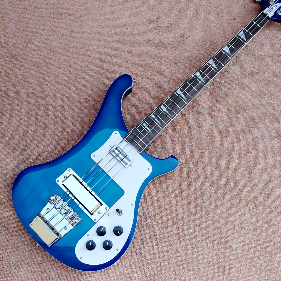 2017 Best Bass Top quality Rick 4003 model Ricken 4 strings Electric Bass guitar in blue color, Chrome hardware, Free sh