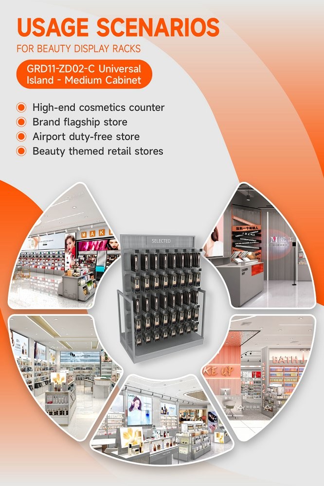 GDR11-ZD02-C Fashion Exhibition Display with Rods and Hooks and Adjustable Shelves for Retail Stores