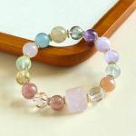 Crystal Gemstones Bracelet,Anxiety Stress Relief Bracelet Handmade Purple