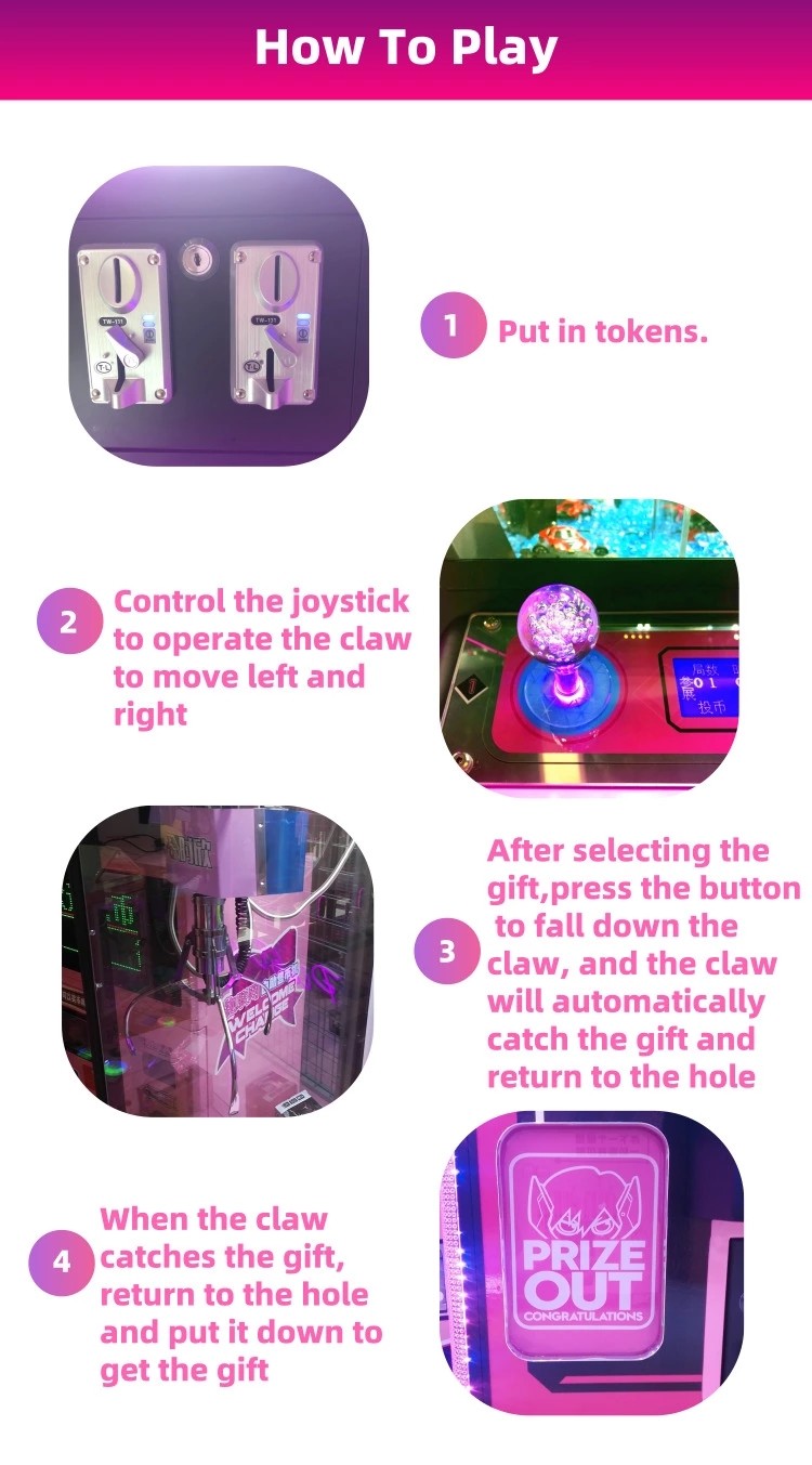 PVC Material Dream Doll Claw Machine With LED Light / Arcade Crane Machine