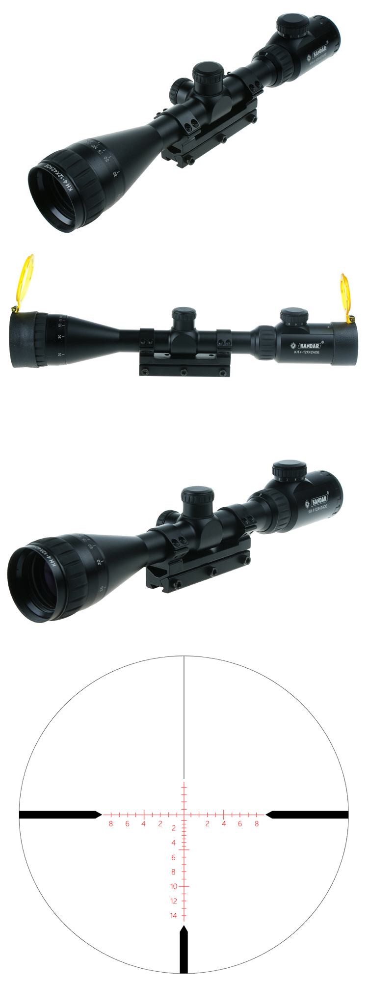 KH 4-12x42 AOE Scope with 3.5-10.5mm Exit Pupil and RGB M-Dot Illuminations Sights