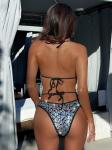 Women'S Ruched Nylon Bikini For Swimming Silver Color Sexy Swimwear Comfortable