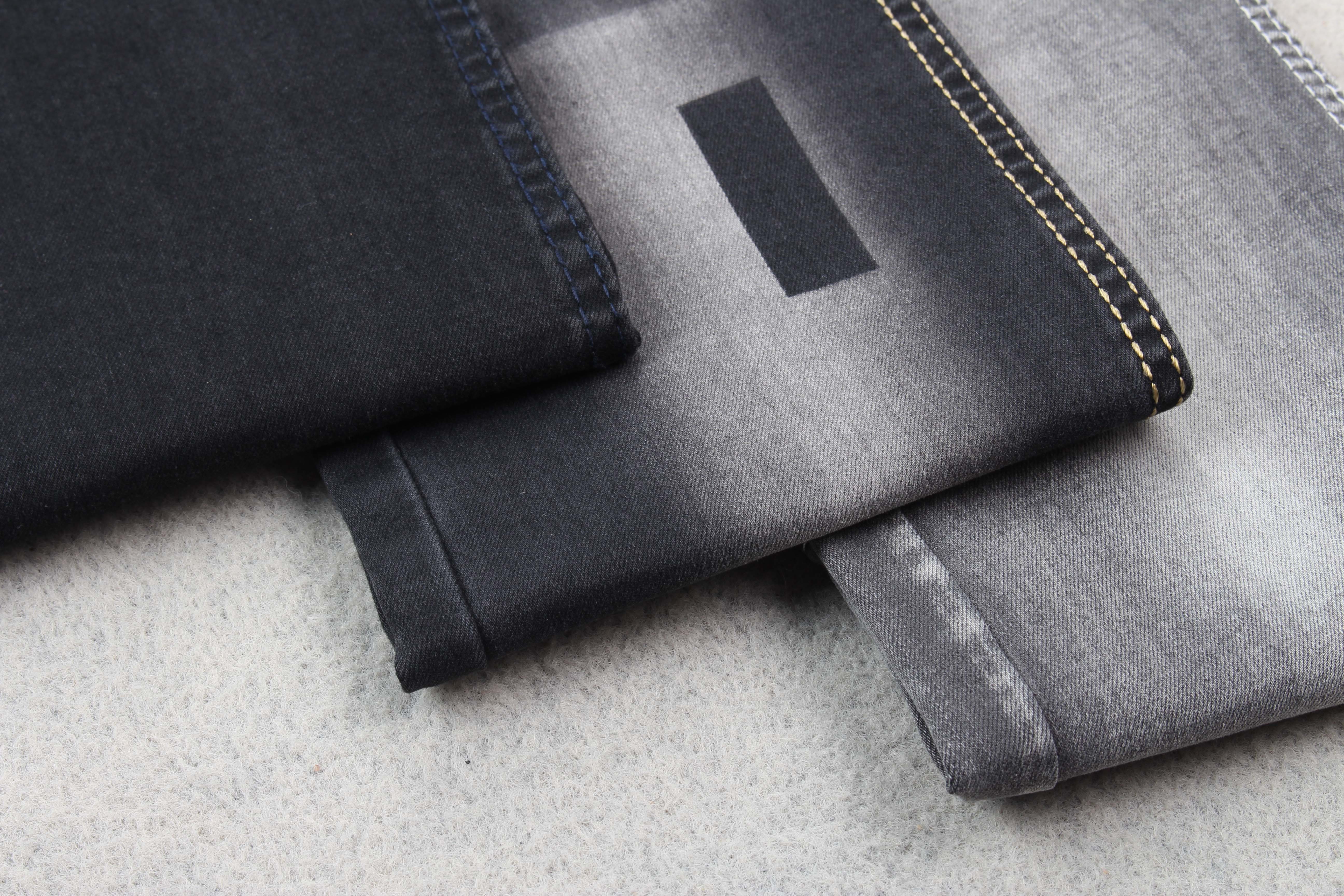 10 OZ Women Jeans Stretch Denim Fabric In Black / Black Color