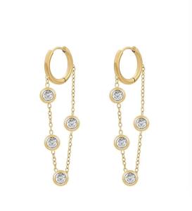 Quality Chain Earrings Set for Women Stainless Steel Ear Pins Dangle Earrings Butterfly Ball Bar CZ wholesale