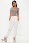 Grey V Neck Fitted T Shirt Clothing Women