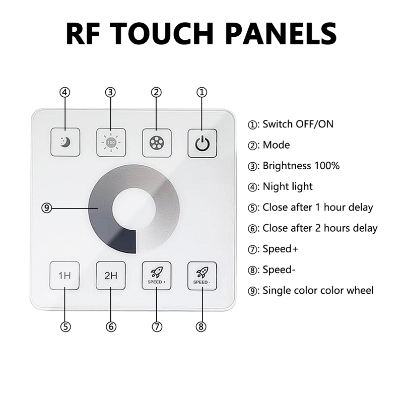 10A LED Controller Dimmer DC 12V 24V Dual Color Temperature Rf Full Touch