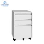 Vertical Three Drawers Movable Metal Filing Cabinet With Wheels