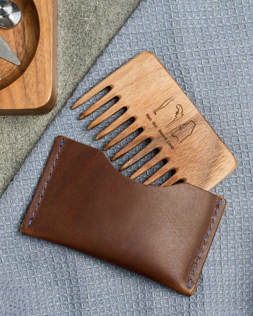 Genuine Leather Luxury Packaging Boxes Rectangle Portable Comb Case And Holder