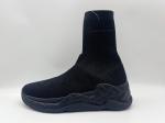 Comfort Non Slip Flat Shoes , Durable Black Leather High Top Shoes